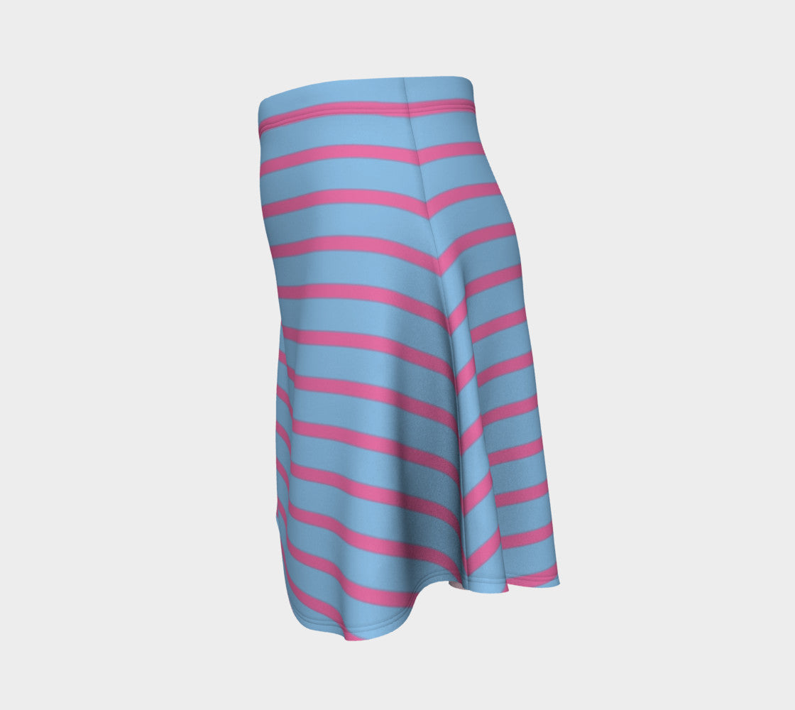 Striped Flare Skirt - Pink on Light Blue - SummerTies