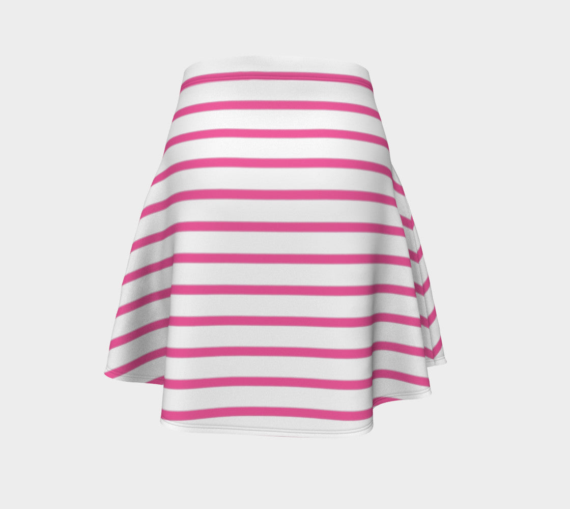 Striped Flare Skirt - Pink on White - SummerTies