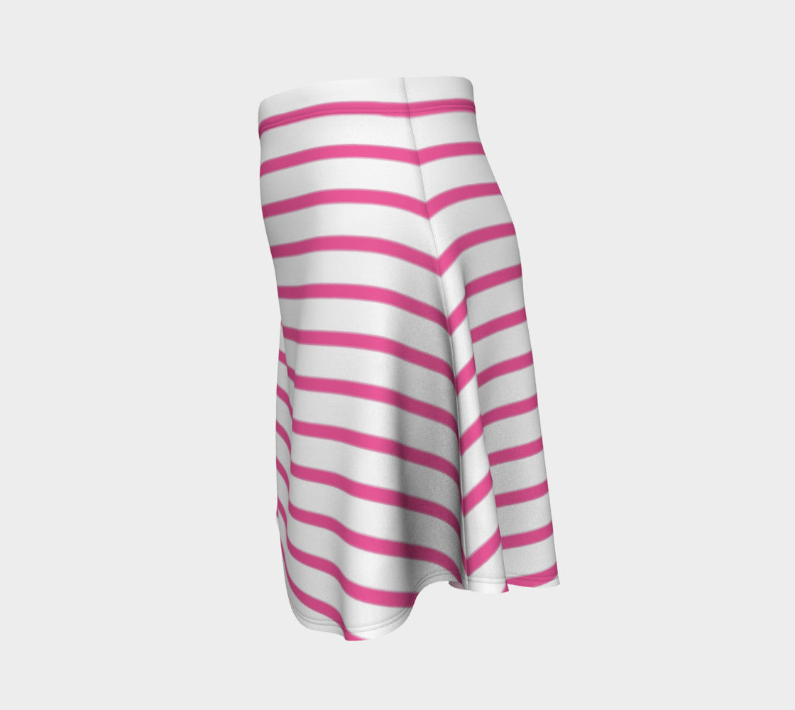 Striped Flare Skirt - Pink on White - SummerTies