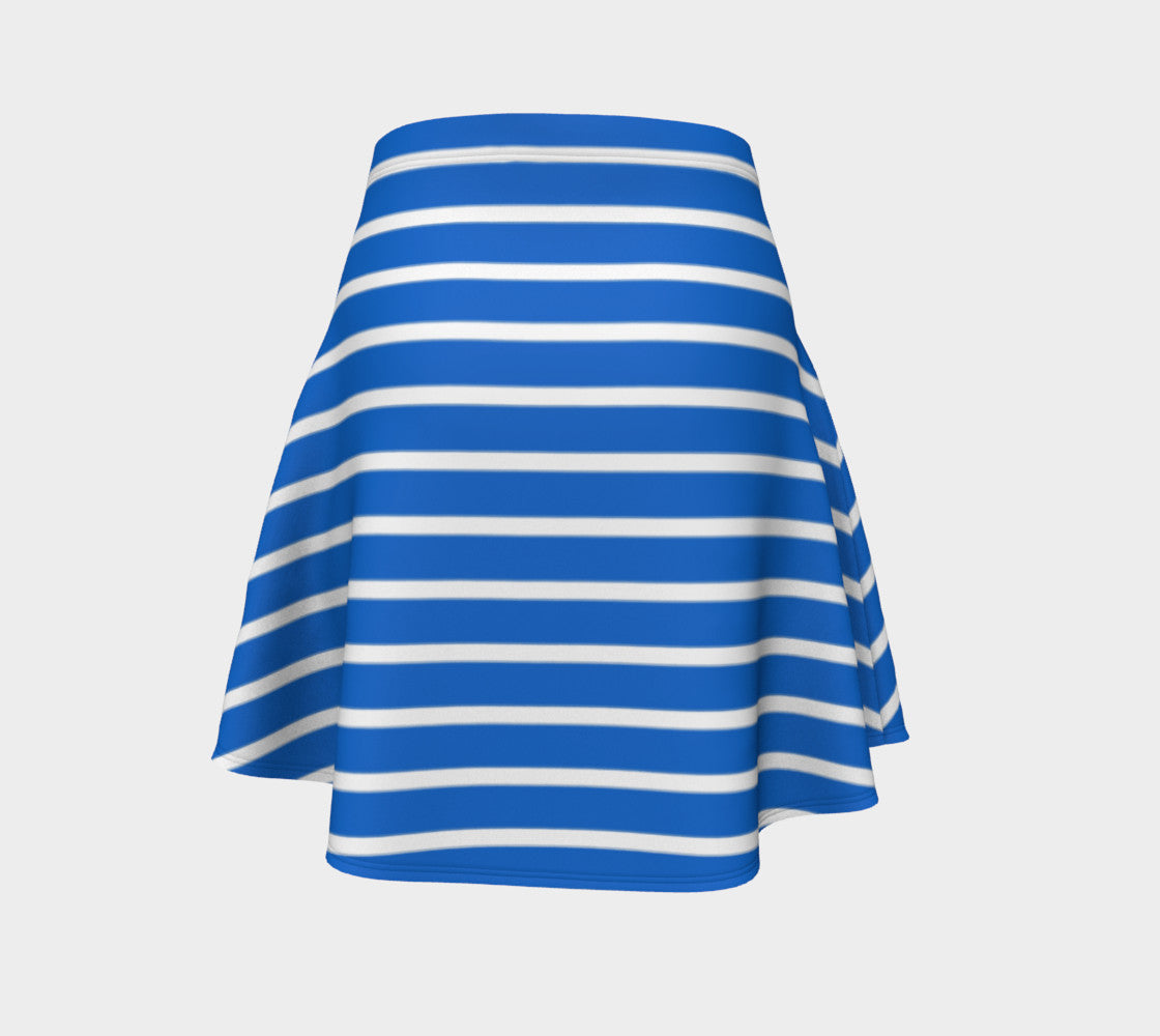 Striped Flare Skirt - White on Blue - SummerTies