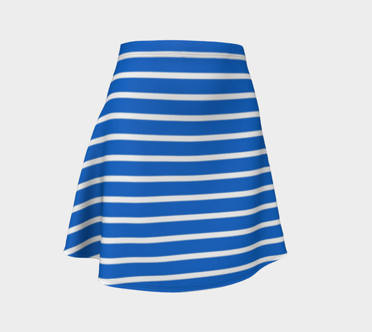 Striped Flare Skirt - White on Blue - SummerTies