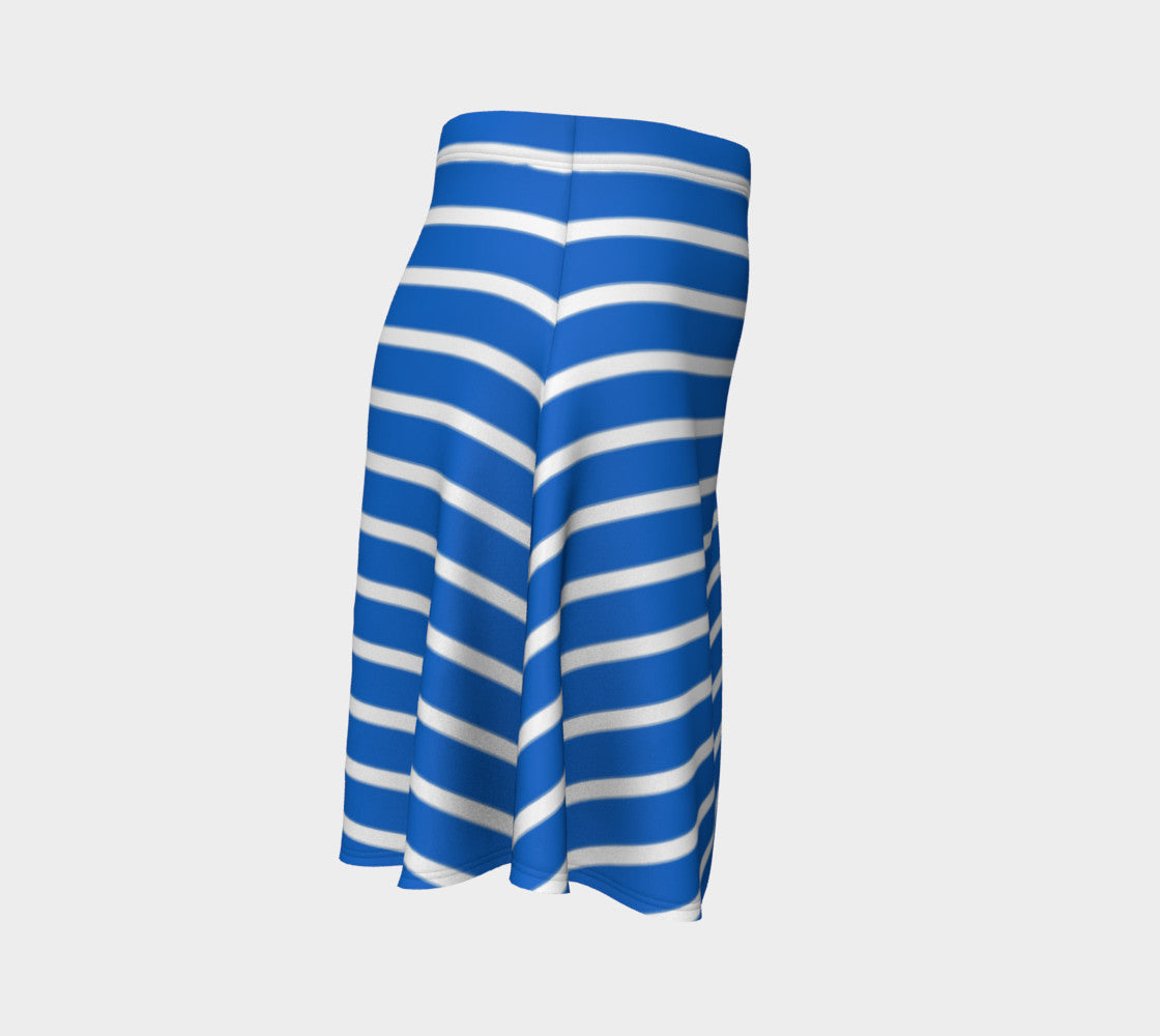 Striped Flare Skirt - White on Blue - SummerTies