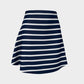 Striped Flare Skirt - White on Navy - SummerTies