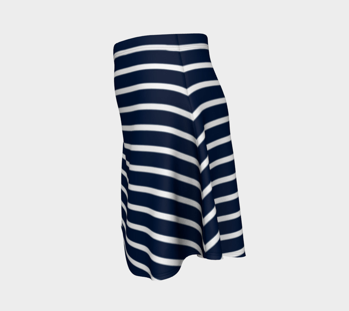 Striped Flare Skirt - White on Navy - SummerTies