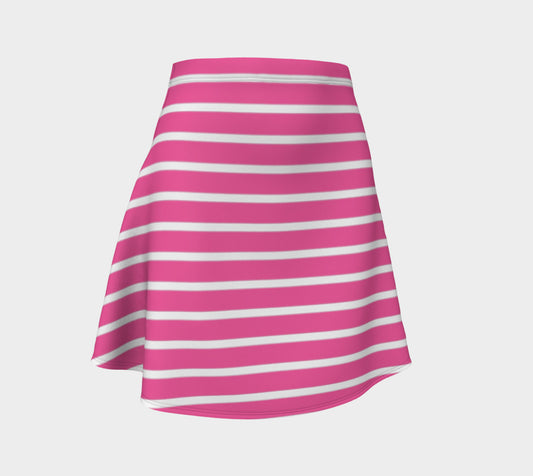 Striped Flare Skirt - White on Pink - SummerTies