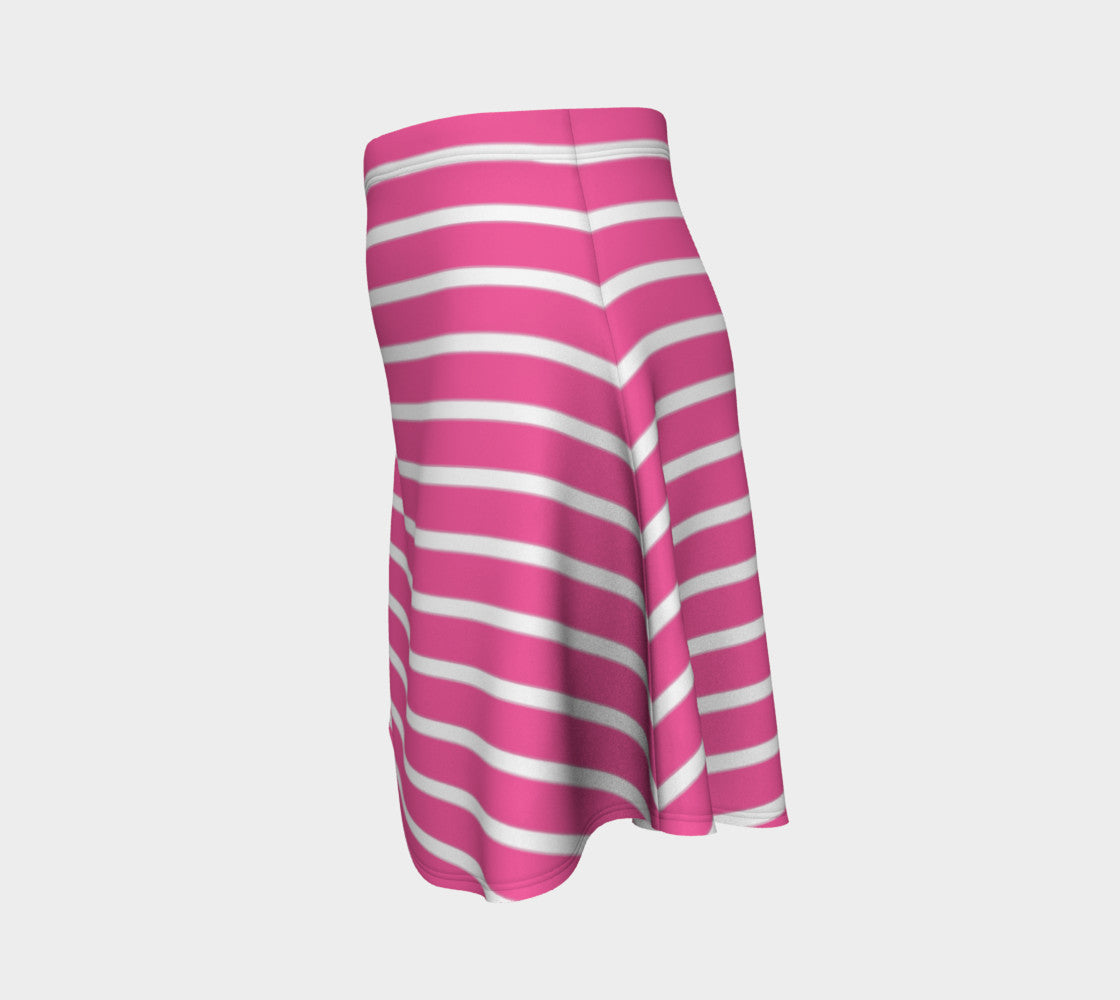 Striped Flare Skirt - White on Pink - SummerTies
