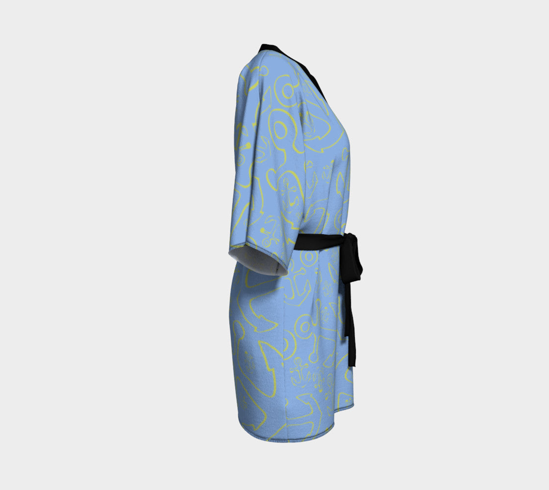 Anchor Dream Kimono Robe - Light Blue - SummerTies