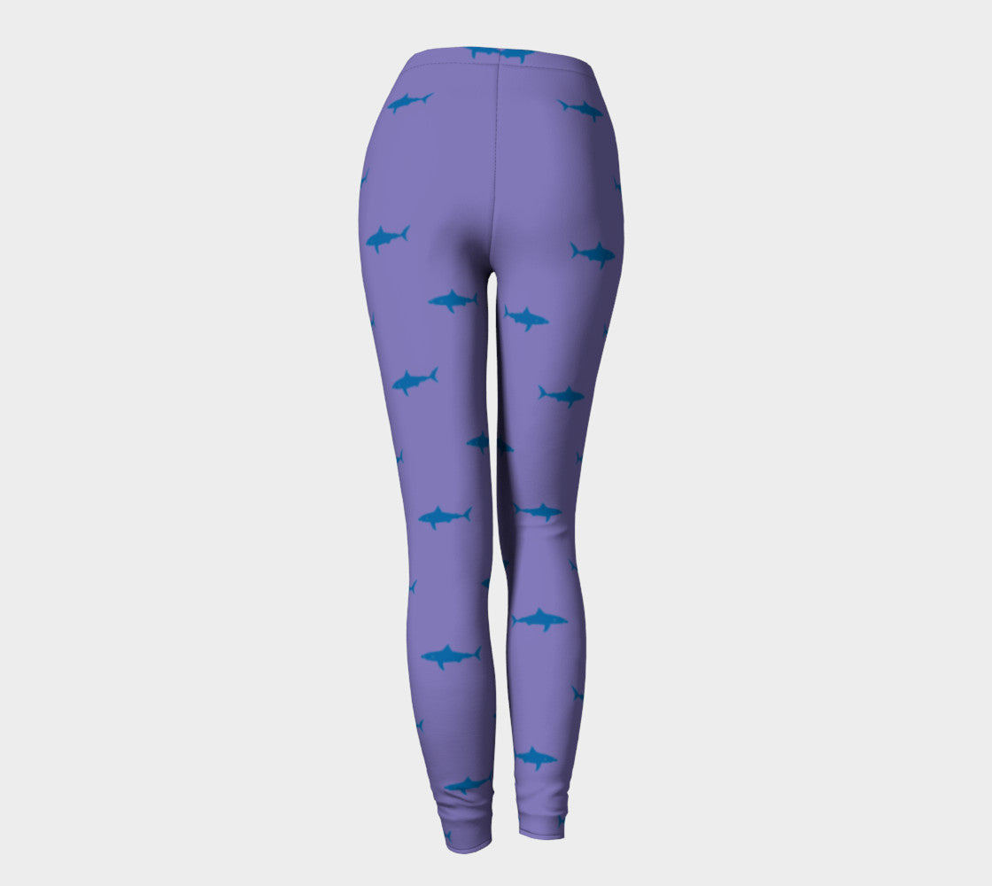 Shark Adult Leggings - Blue on Purple - SummerTies
