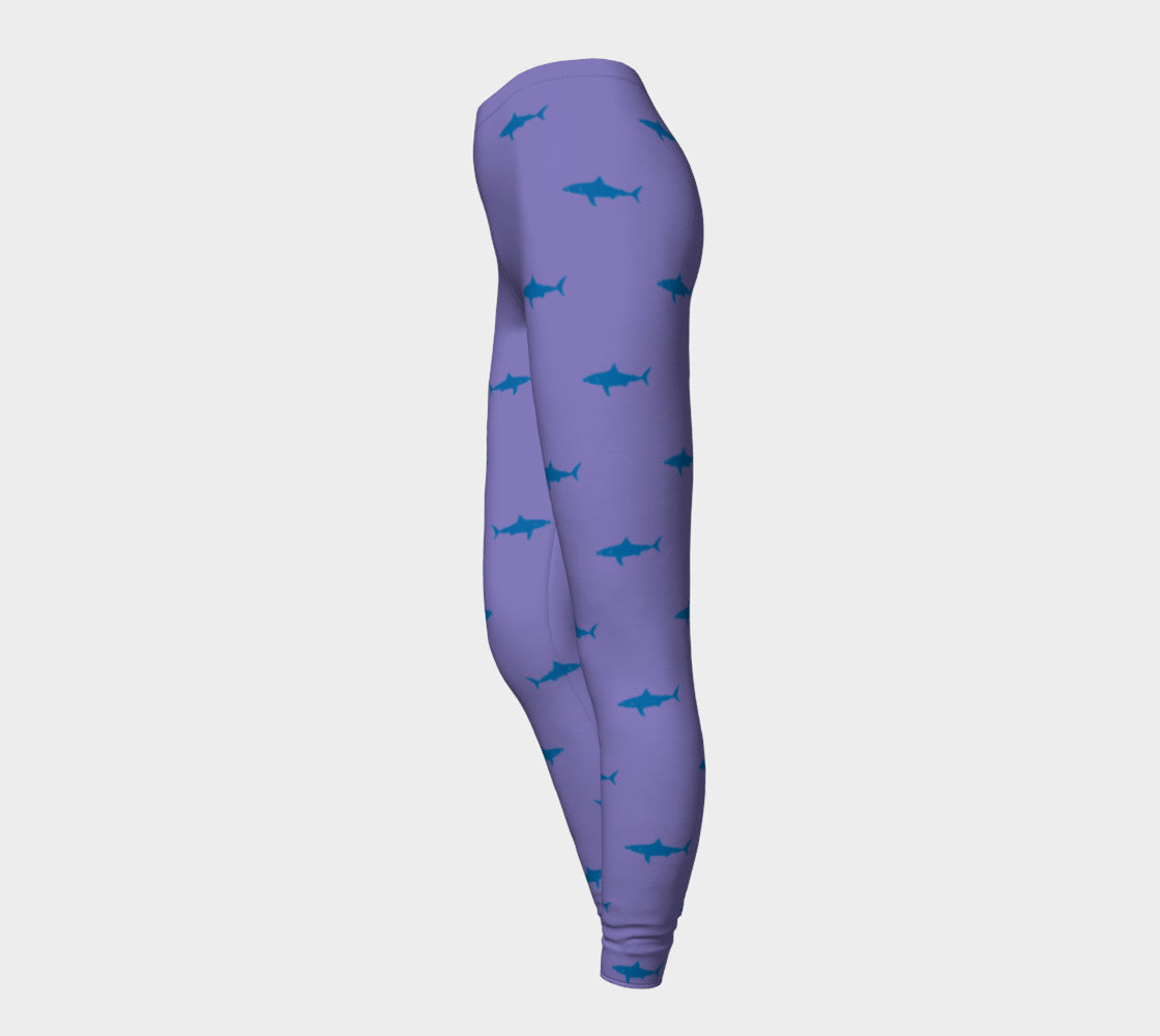 Shark Adult Leggings - Blue on Purple - SummerTies