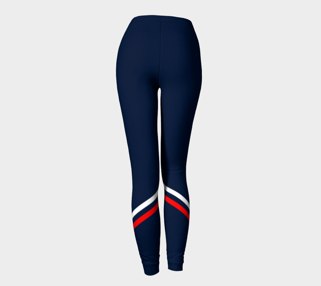 Stripe Adult Leggings - Red and White on Navy - SummerTies