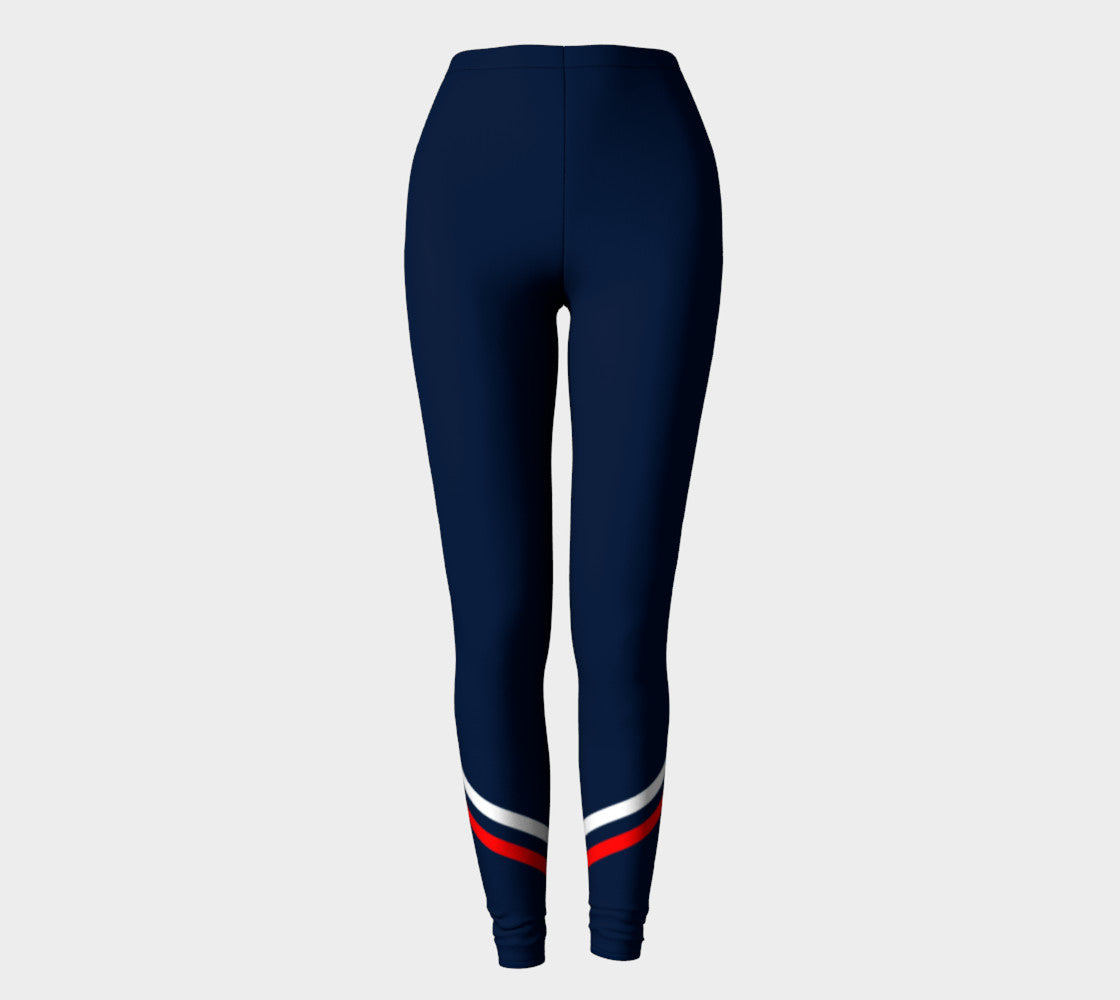Stripe Adult Leggings - Red and White on Navy - SummerTies