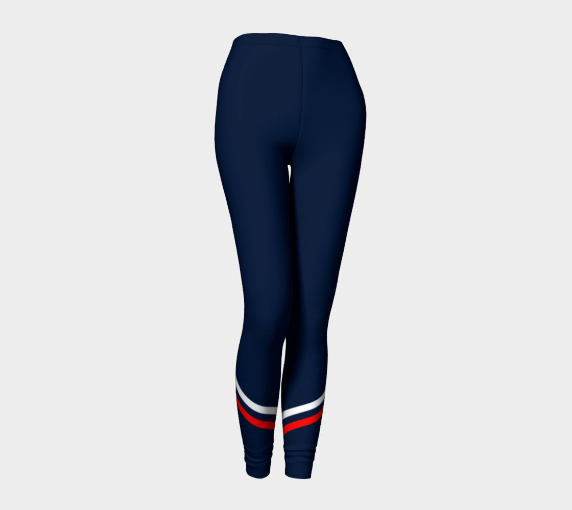 Stripe Adult Leggings - Red and White on Navy - SummerTies