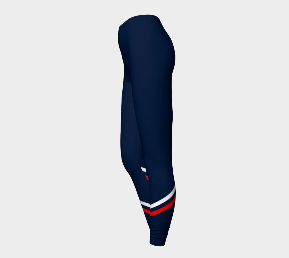 Stripe Adult Leggings - Red and White on Navy - SummerTies