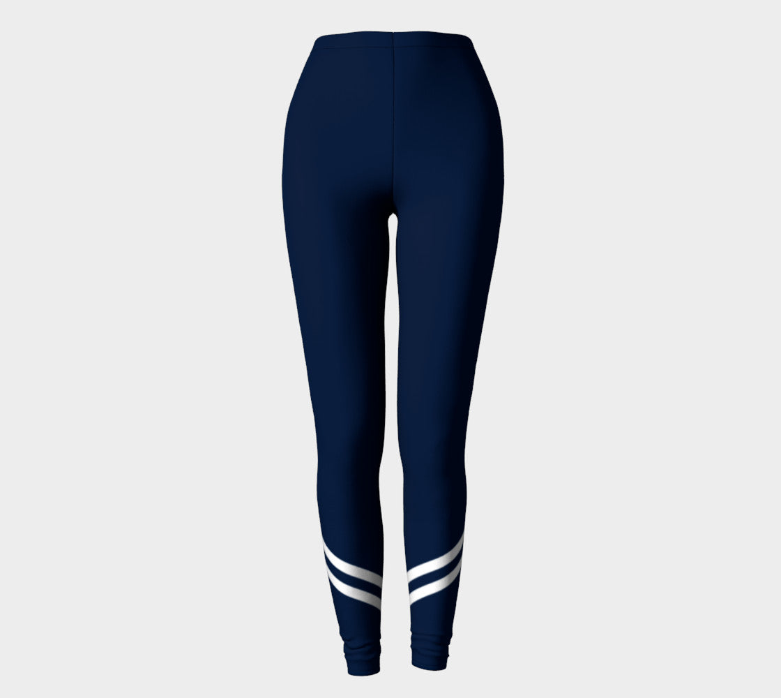 Stripe Adult Leggings - White on Navy - SummerTies