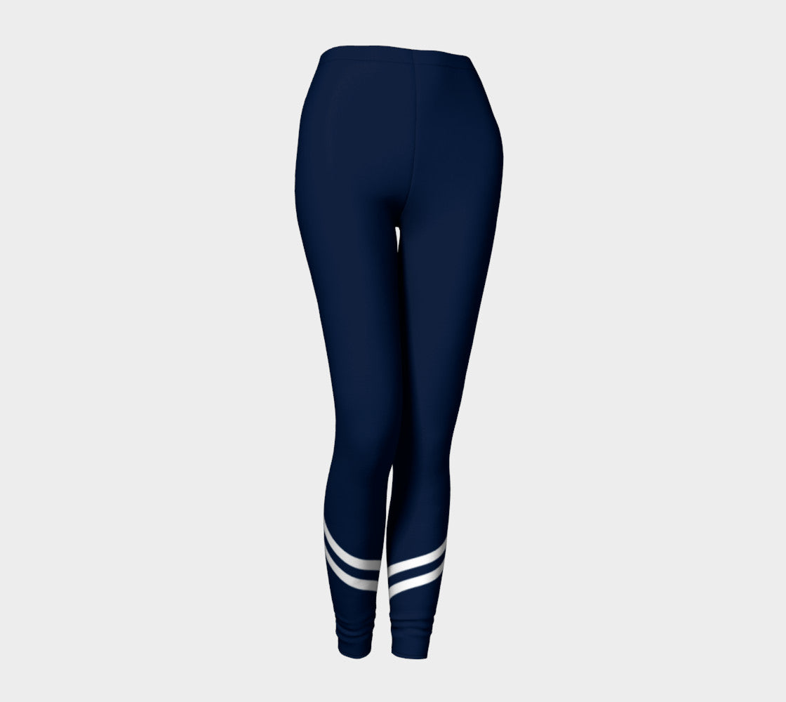 Stripe Adult Leggings - White on Navy - SummerTies