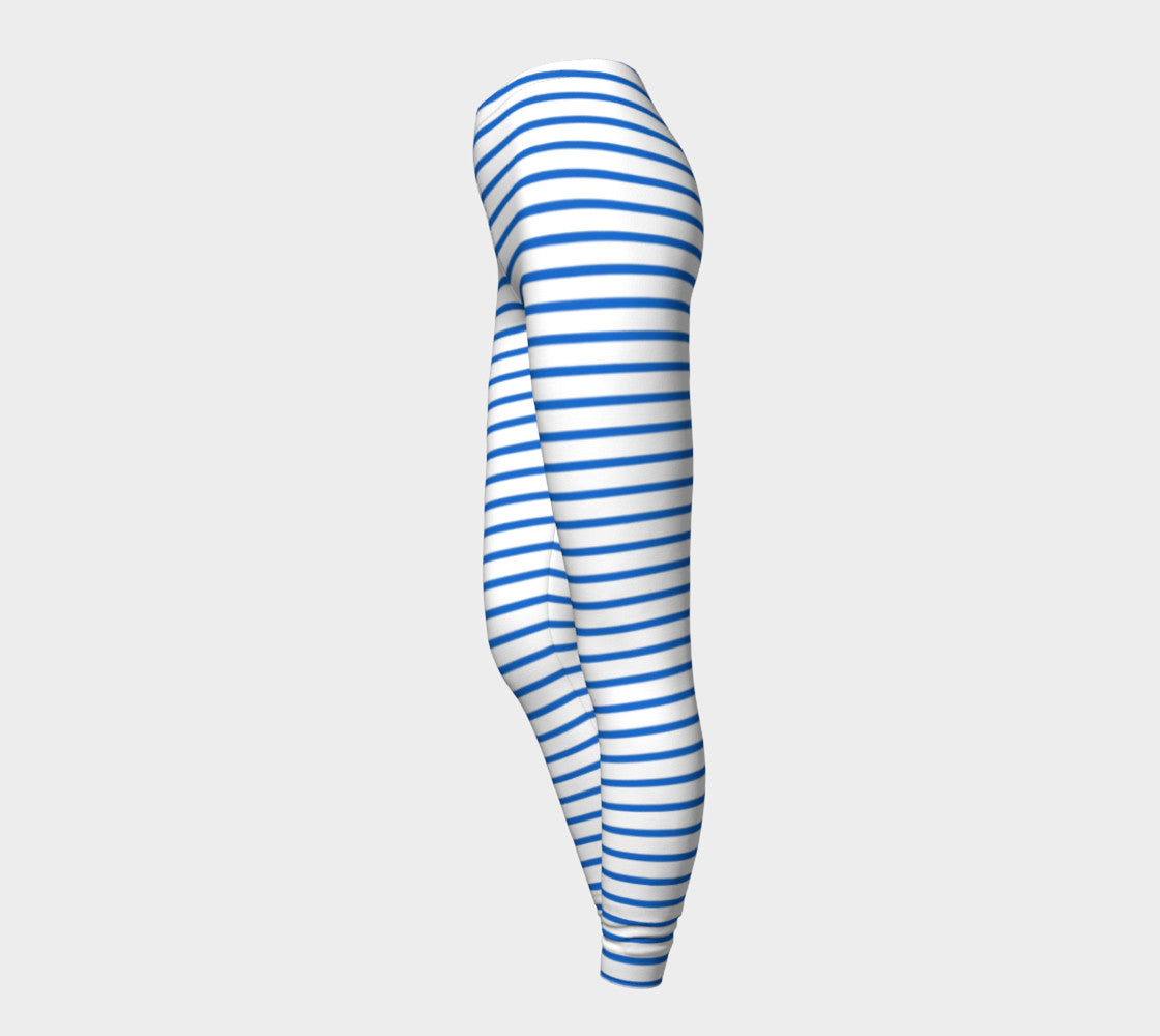 Striped Adult Leggings - Blue on White - SummerTies