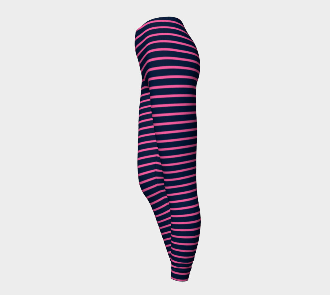 Striped Adult Leggings - Pink on Navy - SummerTies