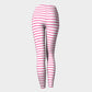 Striped Adult Leggings - Pink on White - SummerTies