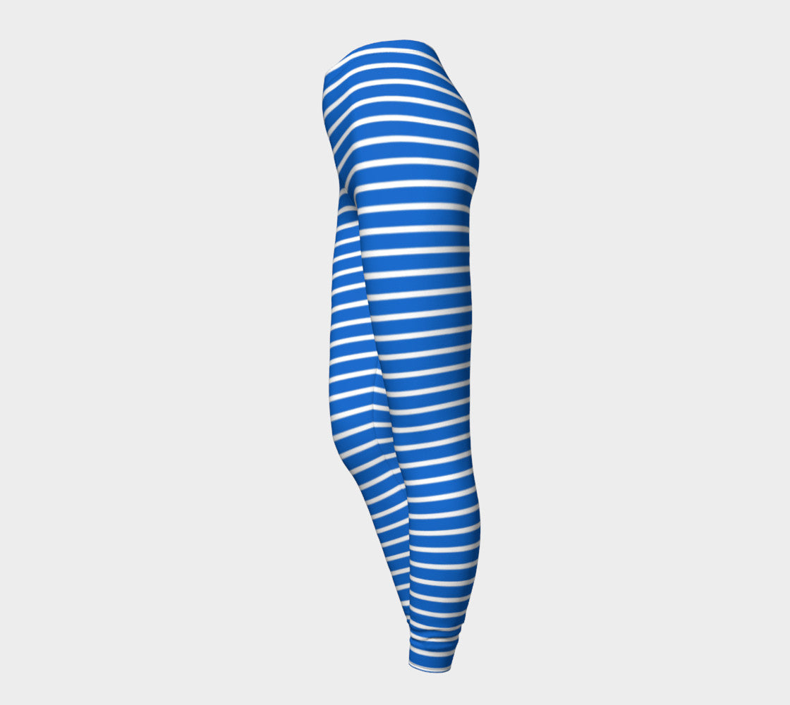 Striped Adult Leggings - White on Blue - SummerTies