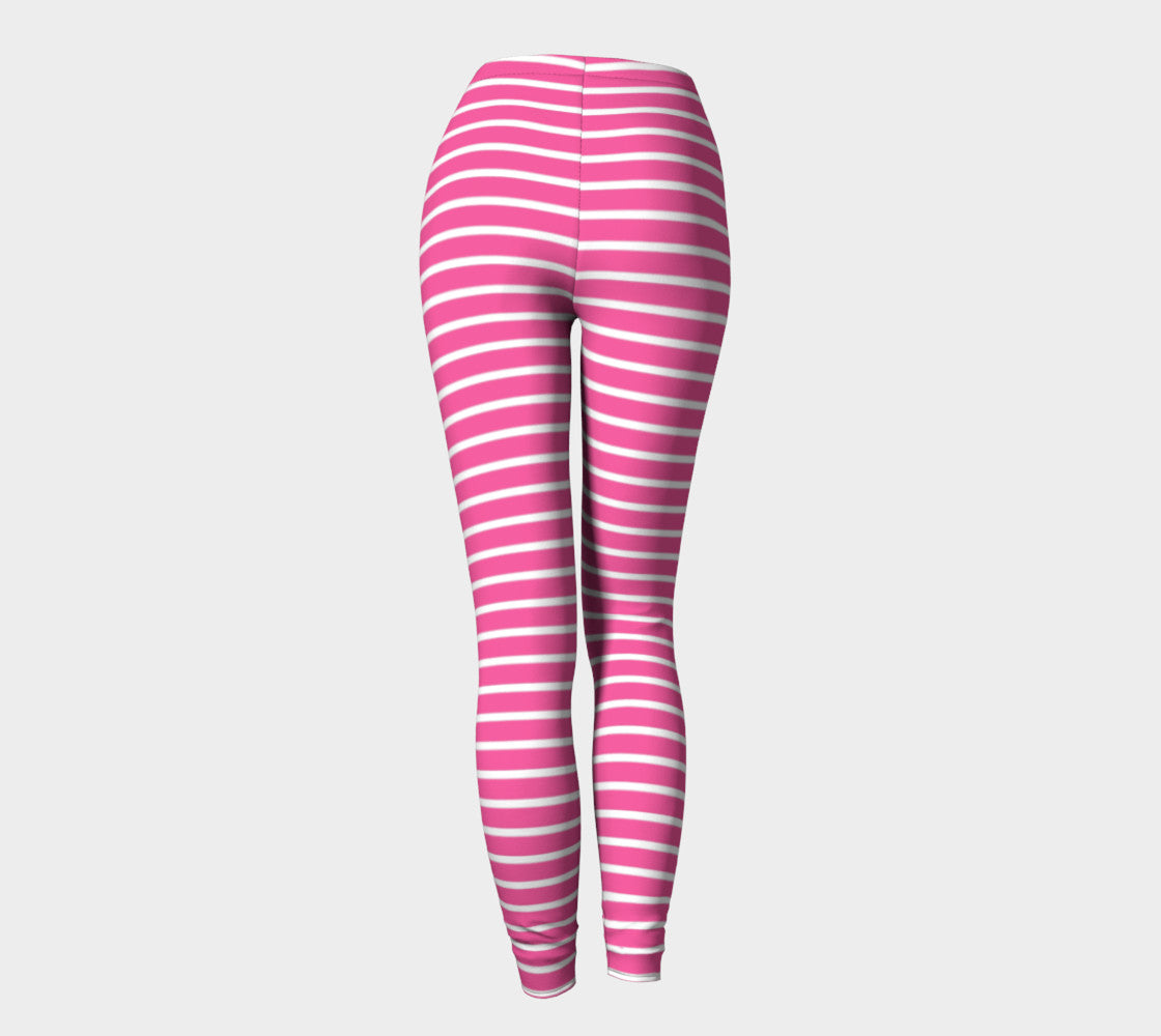 Striped Adult Leggings - White on Pink - SummerTies