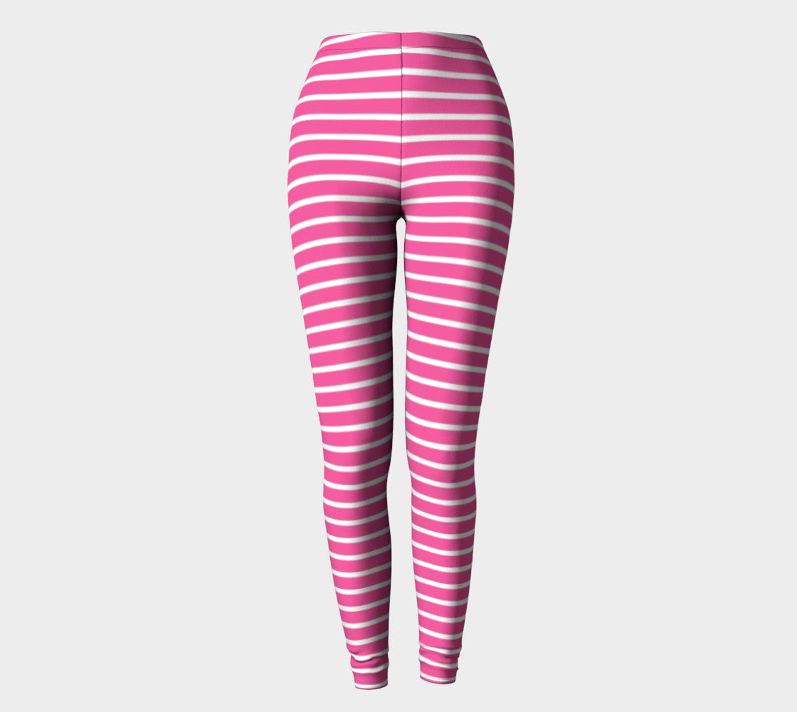 Striped Adult Leggings - White on Pink - SummerTies