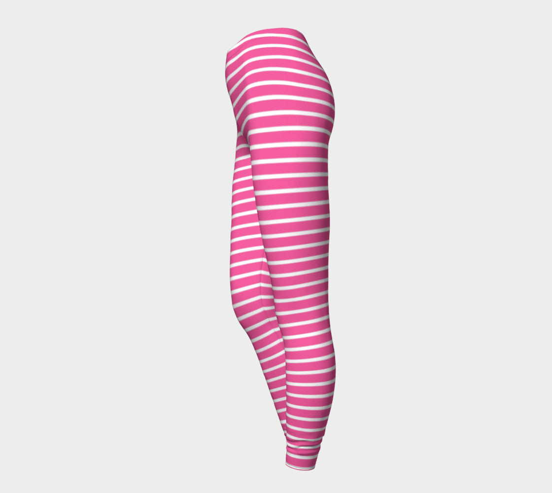 Striped Adult Leggings - White on Pink - SummerTies