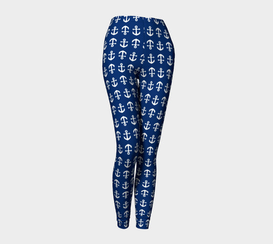 Anchor Toss Adult Leggings - Navy - SummerTies