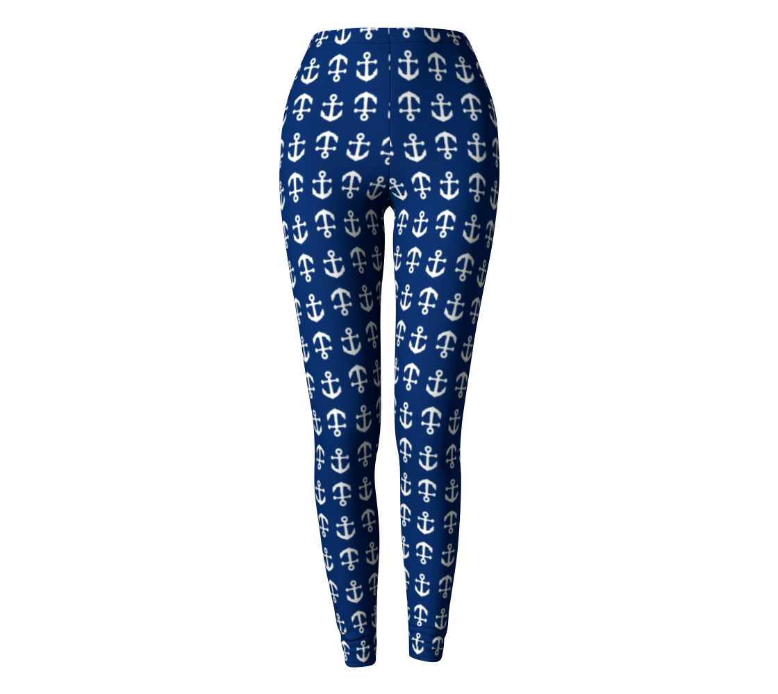 Anchor Toss Adult Leggings - Navy - SummerTies