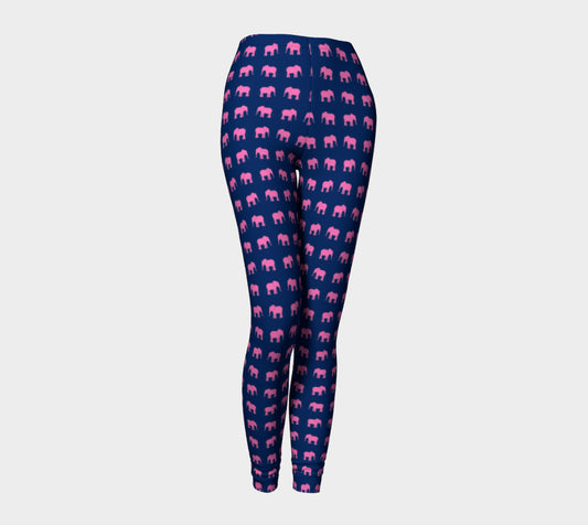 Elephant Adult Leggings - Pink on Navy - SummerTies