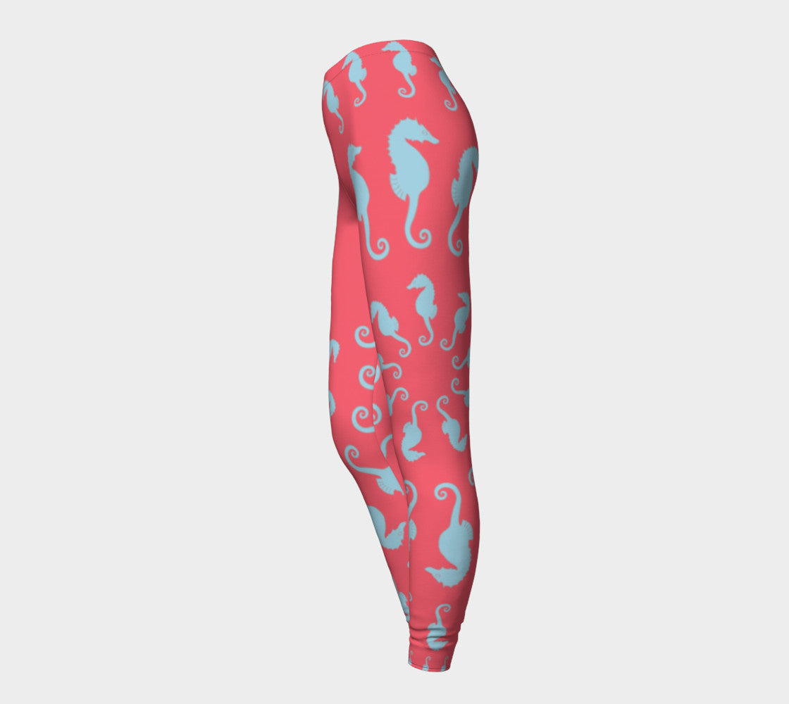 Seahorse Adult Leggings - Coral Pink - SummerTies