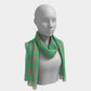 Anchor Toss Long Scarf - Coral on Green - SummerTies