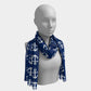 Anchor Toss Long Scarf - White on Navy - SummerTies