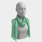 Trout Long Scarf - Spread Coral on Light Green - SummerTies