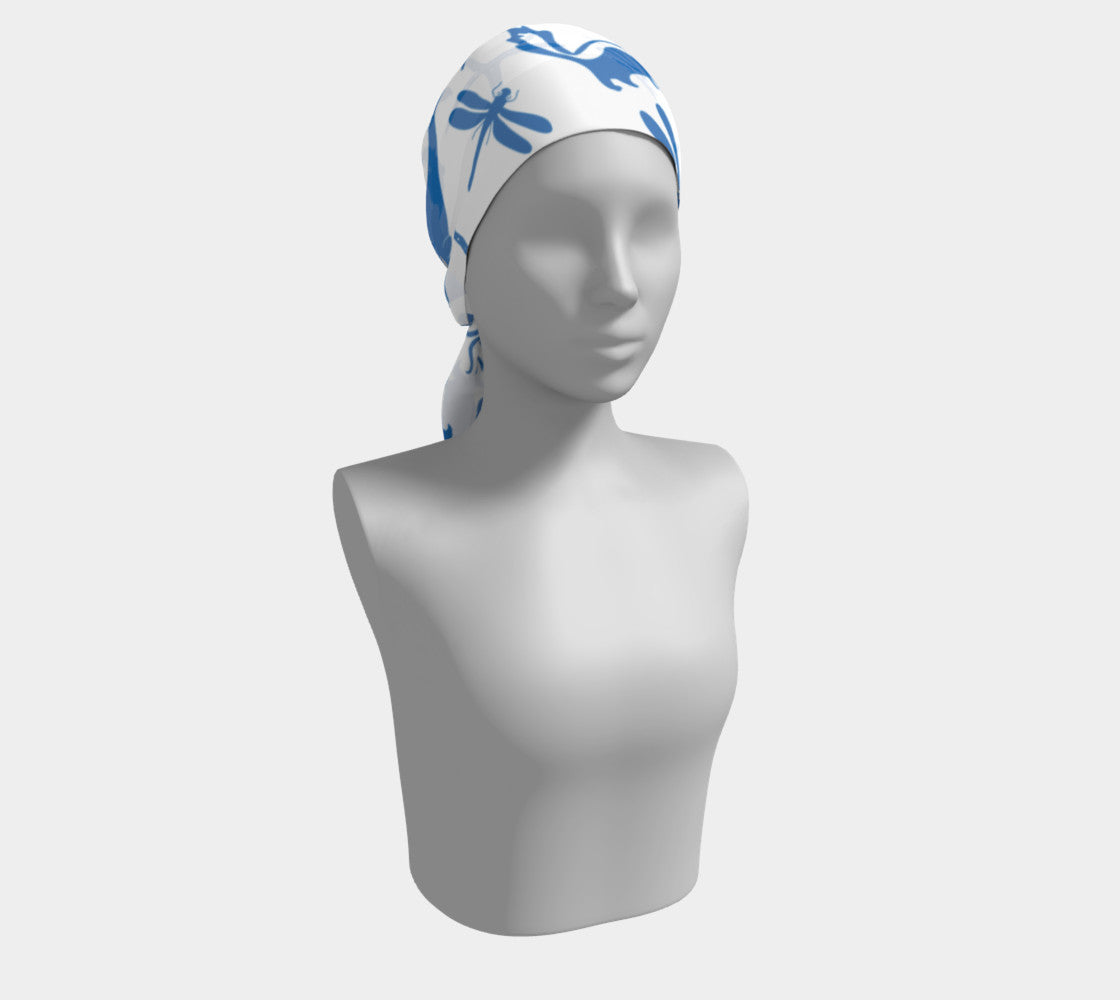 Multi Creature Long Scarf - Blue on White - SummerTies