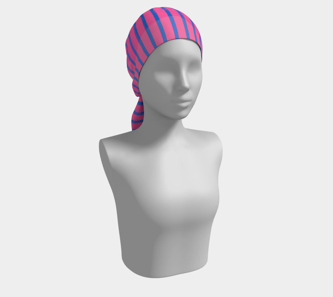 Striped Long Scarf - Blue on Pink - SummerTies