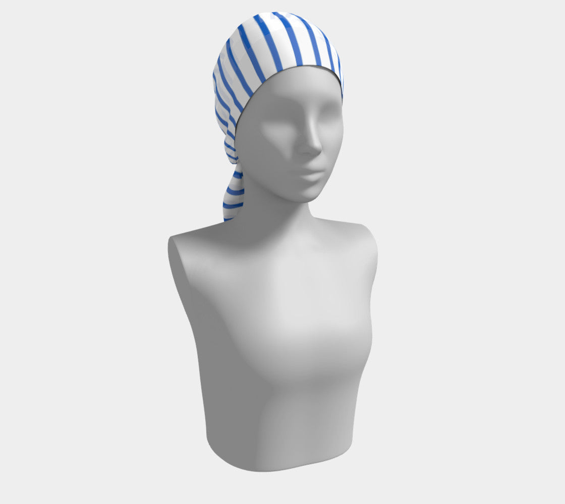 Striped Long Scarf - Blue on White - SummerTies