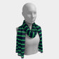 Striped Long Scarf - Green on Navy - SummerTies