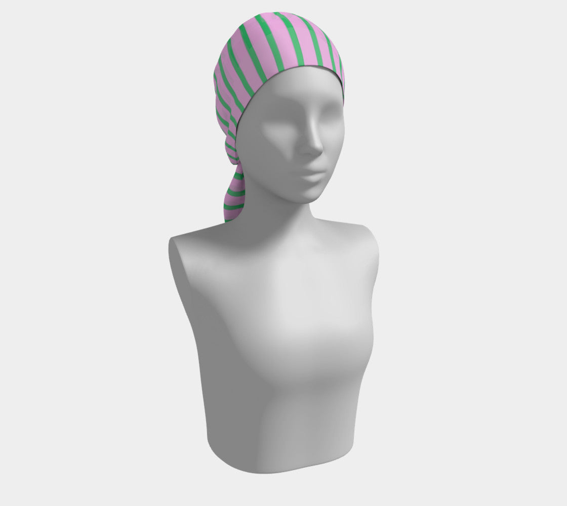 Striped Long Scarf - Green on Pink - SummerTies
