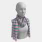 Striped Long Scarf - Green on Pink - SummerTies