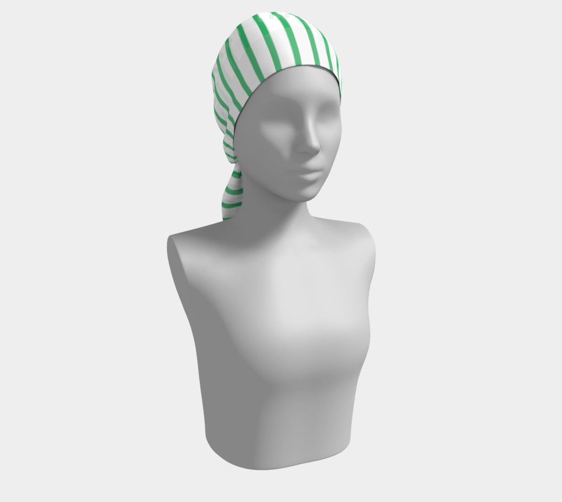 Striped Long Scarf - Green on White - SummerTies