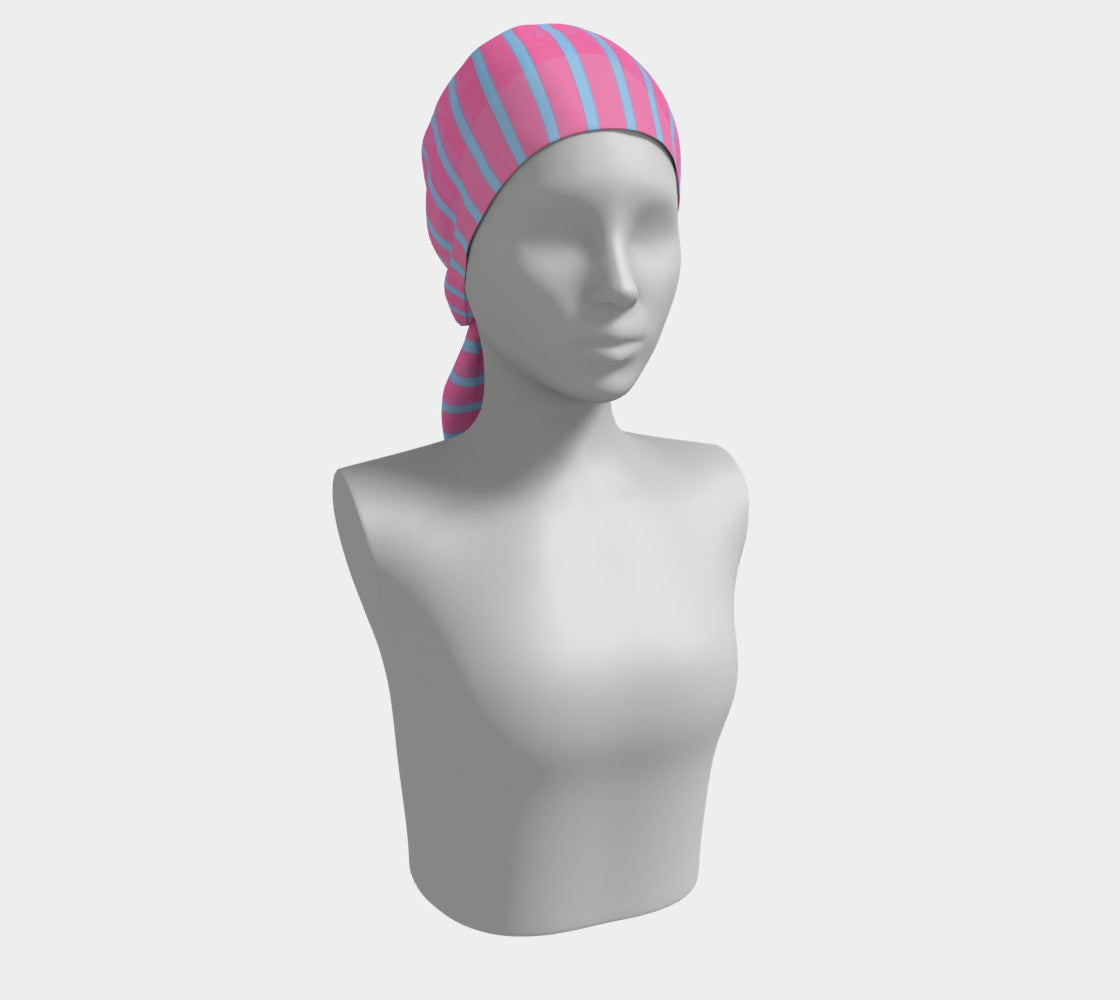 Striped Long Scarf - Light Blue on Pink - SummerTies