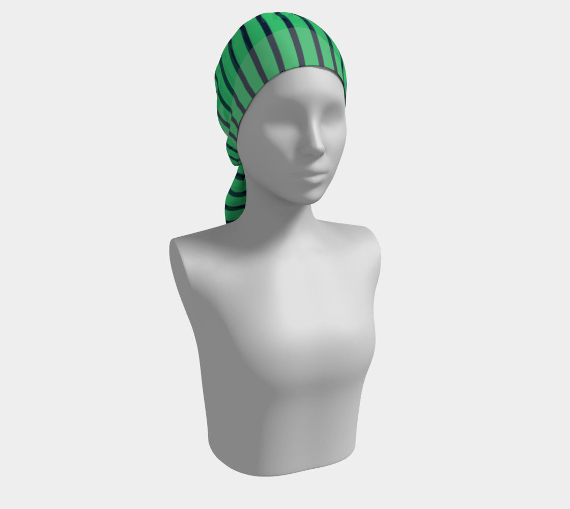 Striped Long Scarf - Navy on Green - SummerTies