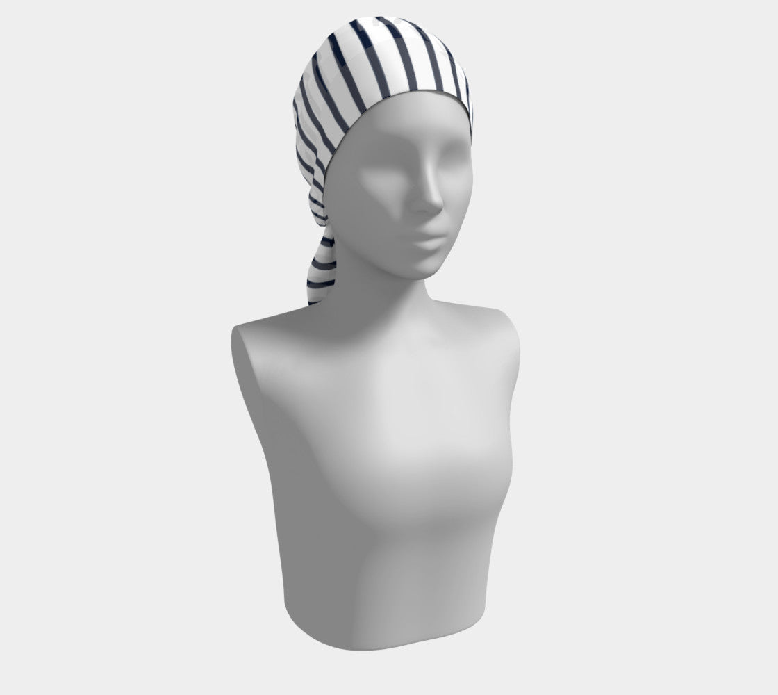 Striped Long Scarf - Navy on White - SummerTies