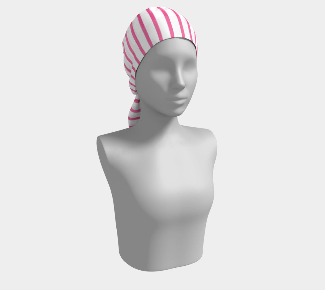 Striped Long Scarf - Pink on White - SummerTies