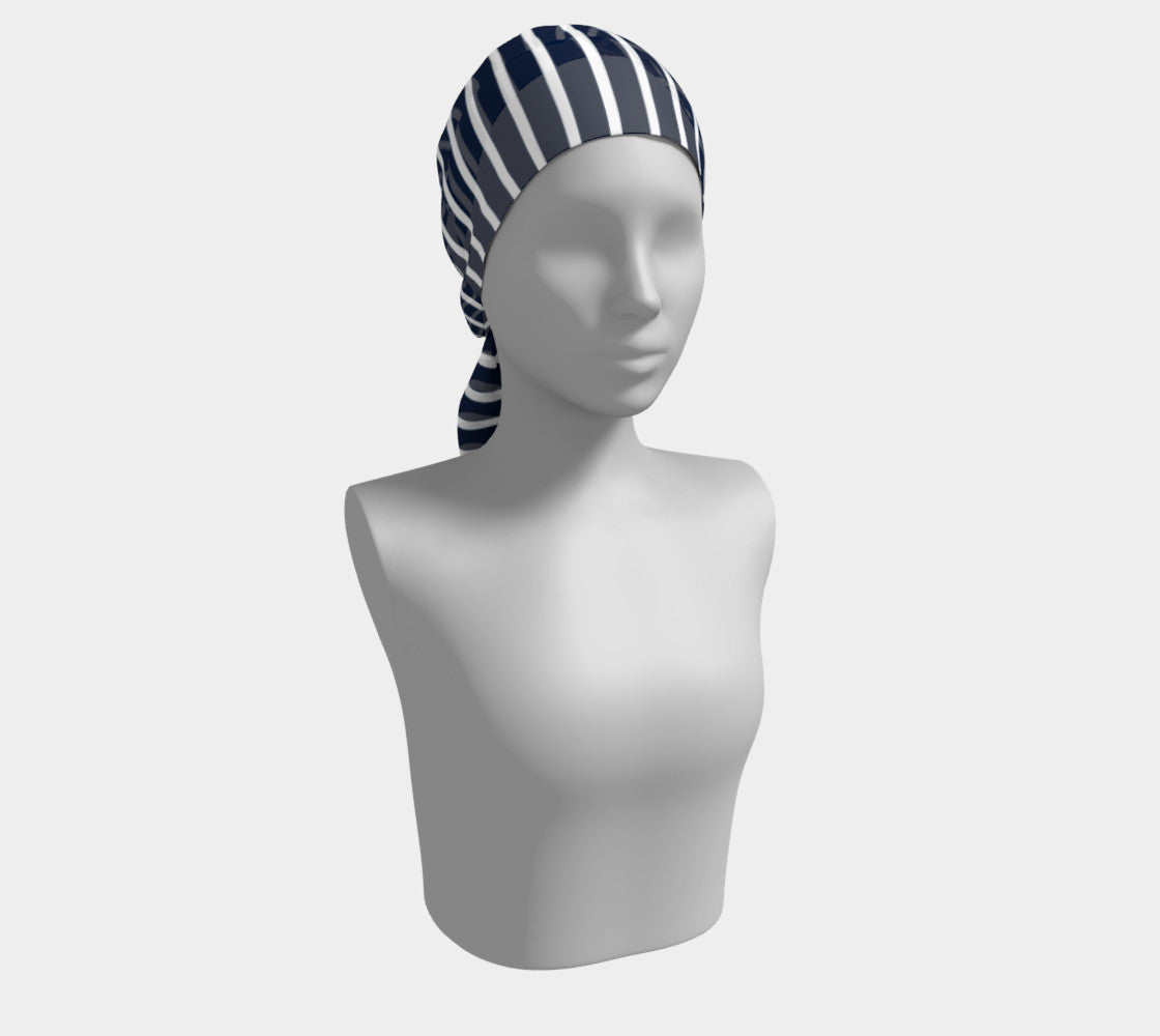 Striped Long Scarf - White on Navy - SummerTies