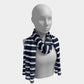 Striped Long Scarf - White on Navy - SummerTies