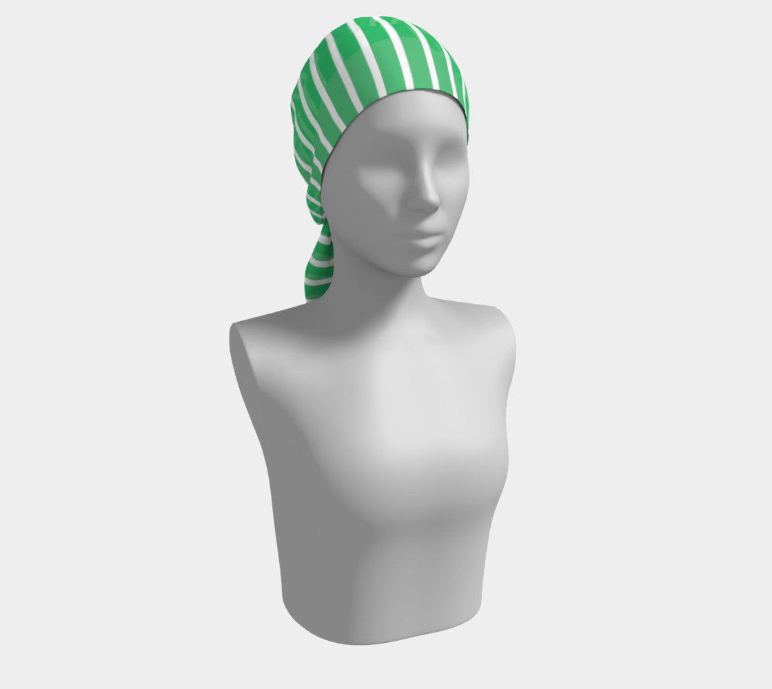 Striped Long Scarf - White on Green - SummerTies