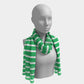 Striped Long Scarf - White on Green - SummerTies