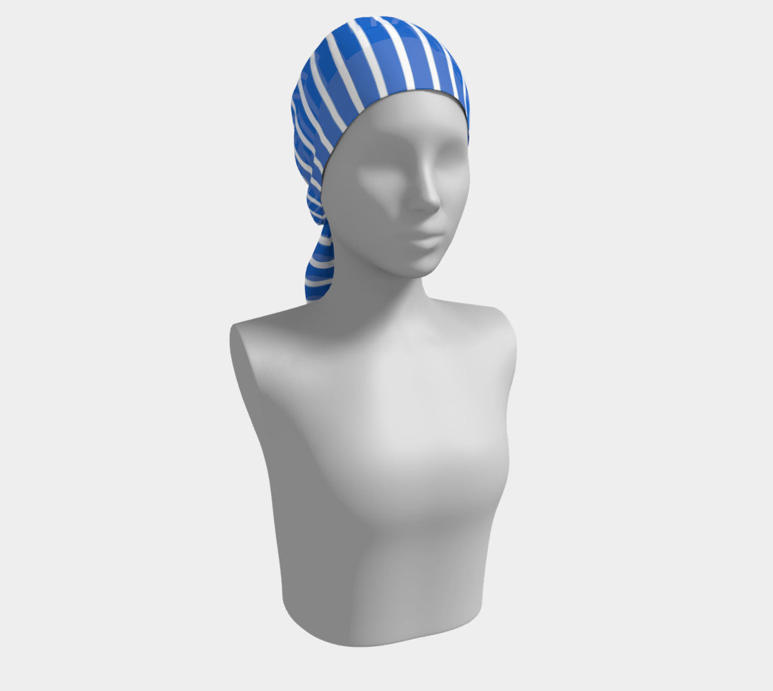 Striped Long Scarf - White on Blue - SummerTies