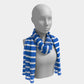 Striped Long Scarf - White on Blue - SummerTies